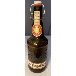 VTG German Beer Bottle Altenmunster Imported w/Ceramic Lid Amber Embossed Empty